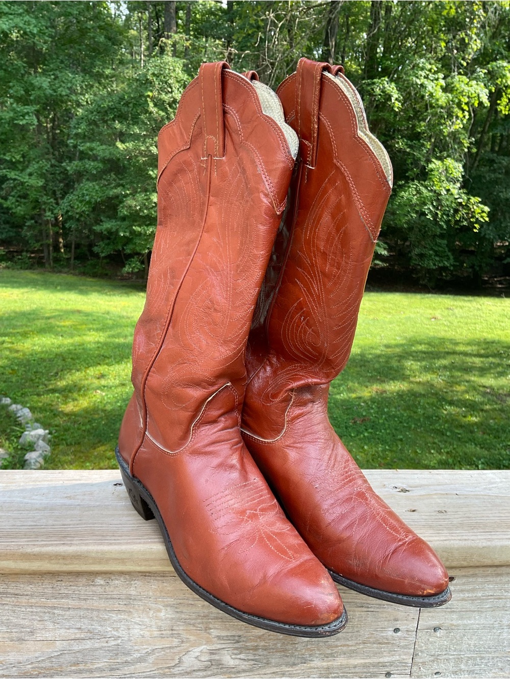 Vintage evening star 70s Women's Tan Western Heeled Boots